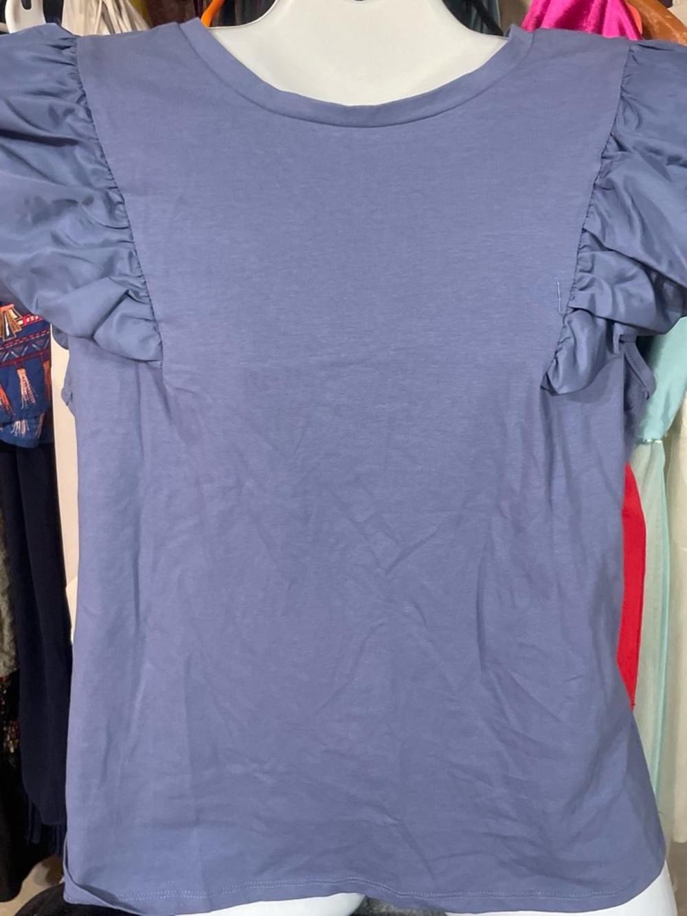 Ruffled Short Sleeve Tee in Lavender